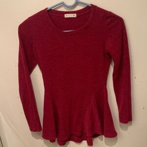 Gorgeous HUG Red Knit Peplum Skirt Top SZ Small